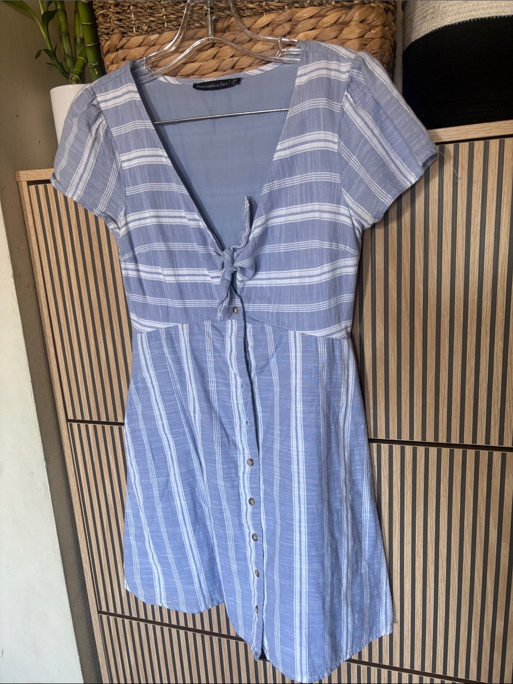 American Eagle Outfitters Light Blue & White Striped Mini Dress size de